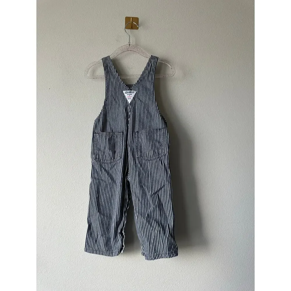 Vintage OshKosh B’Gosh Vestbak Hickory Stripe Overalls 18M Made USA Railroad